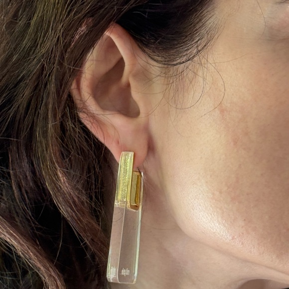 Cult Gaia Transparent and Gold Geometric Earrings - Picture 3 of 5
